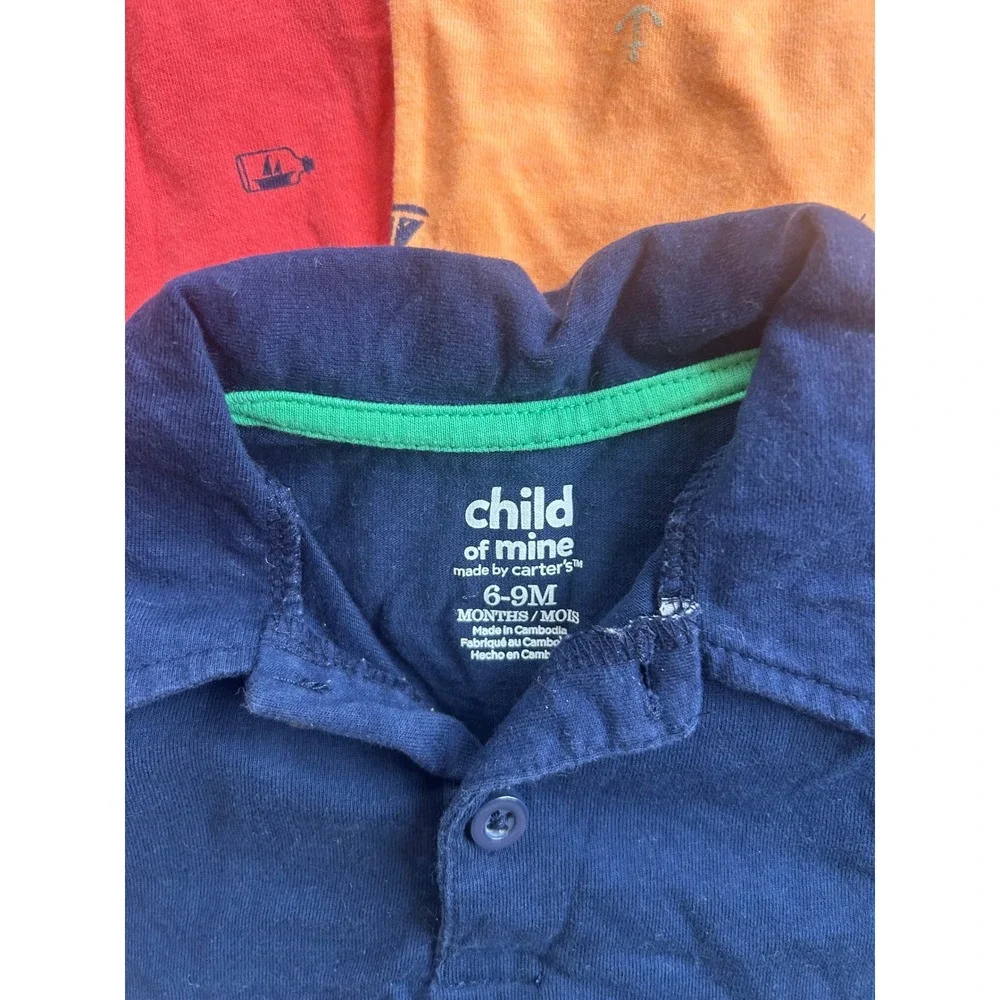Carters Baby Boy Bundle of 3 Polo Shirts Size 6-9 Months Nautical Alligator Set